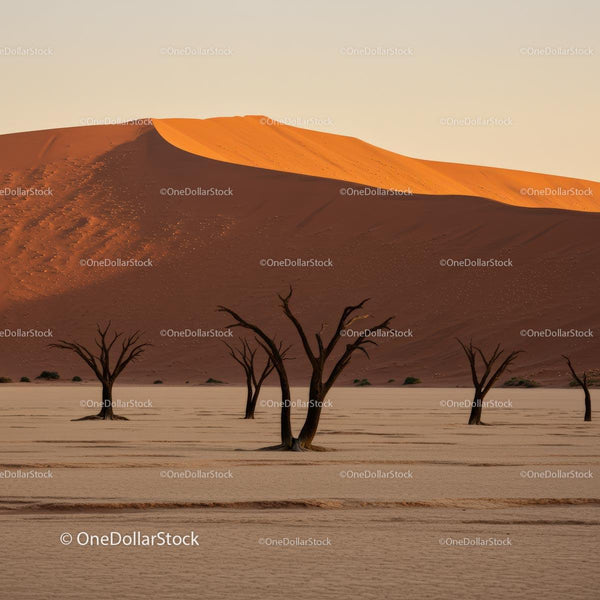 Dead Trees in the Namib Desert at Sunrise