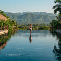 Tranquil Infinity Pool Overlooking Verdant Mountains