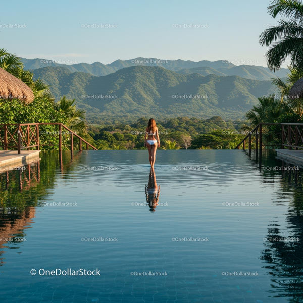 Tranquil Infinity Pool Overlooking Verdant Mountains