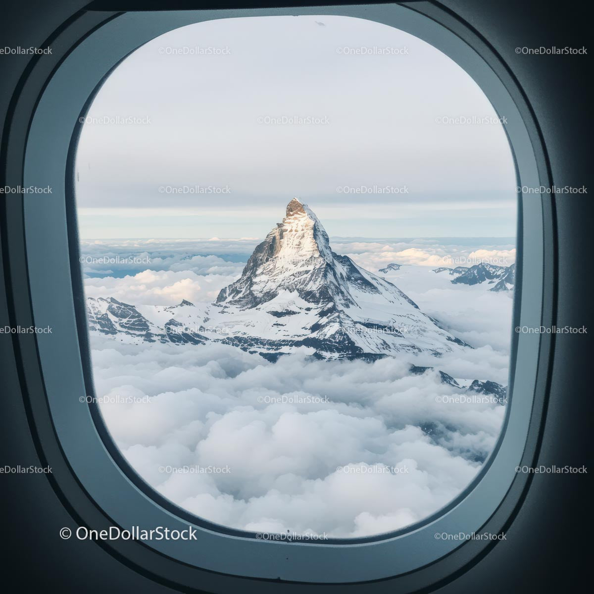 Majestic View of the Matterhorn from Airplane Window