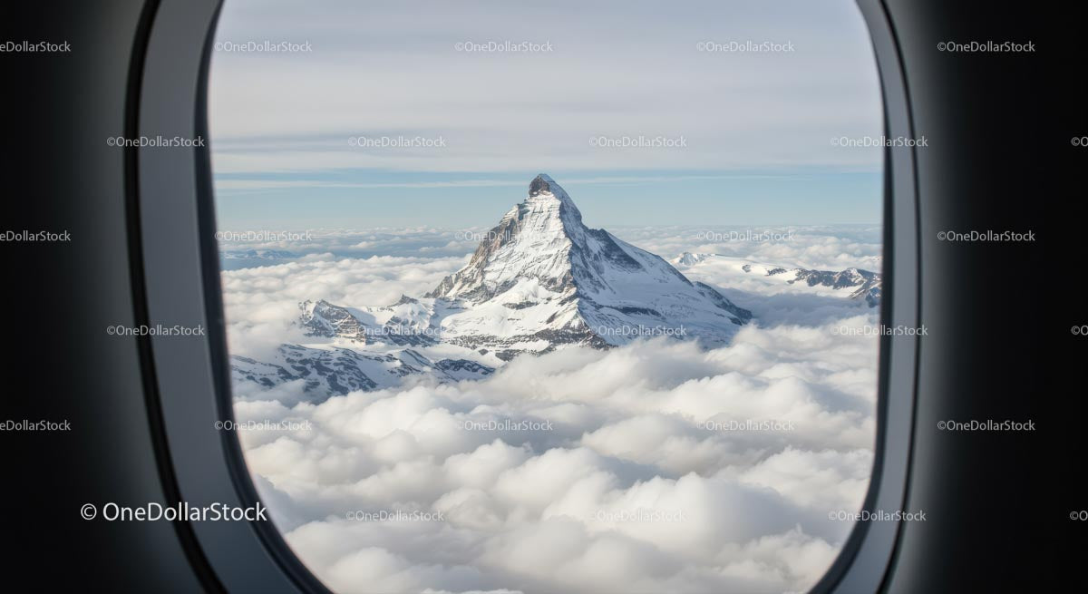 Majestic View of Matterhorn from Airplane Window