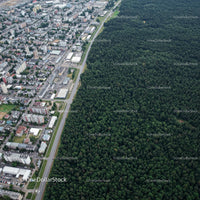 Aerial View of City Meeting Lush Green Forest