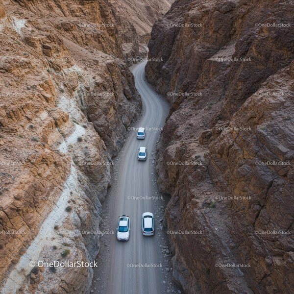 Winding Road Through Rugged Desert Canyon