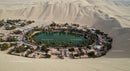 Aerial View of Oasis Village in Sand Dunes