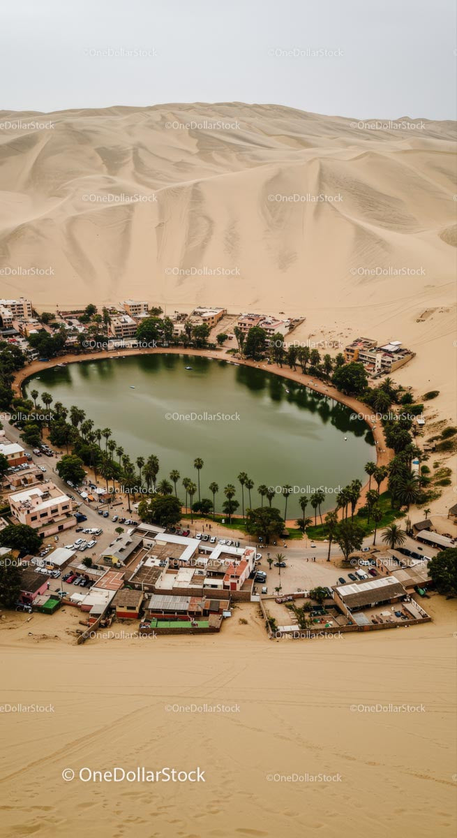 Oaza Huacachina na pustyni peruwiańskiej
