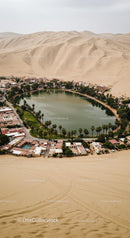 Aerial View of Huacachina Oasis in the Sand Dunes