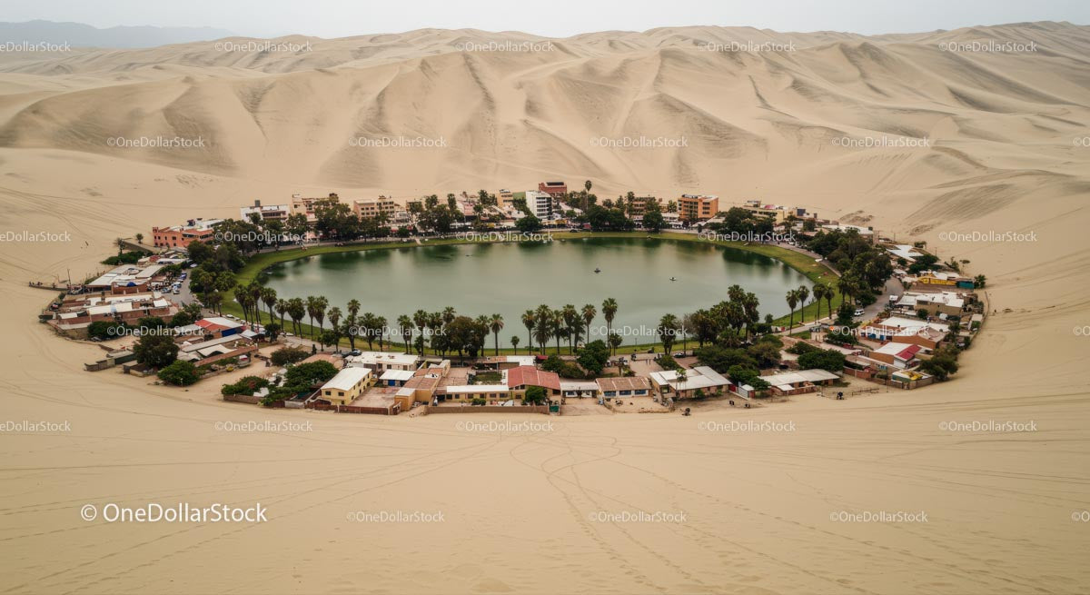 Oaza Huacachina na pustyni peruwiańskiej