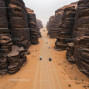 Off-Road Vehicles in a Majestic Desert Canyon Landscape
