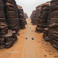 Off-Road Vehicles in a Majestic Desert Canyon Landscape