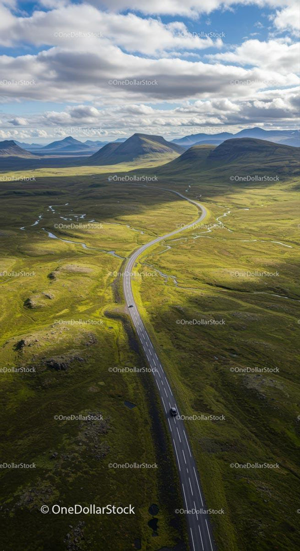 Winding Road Through Scenic Rolling Hills