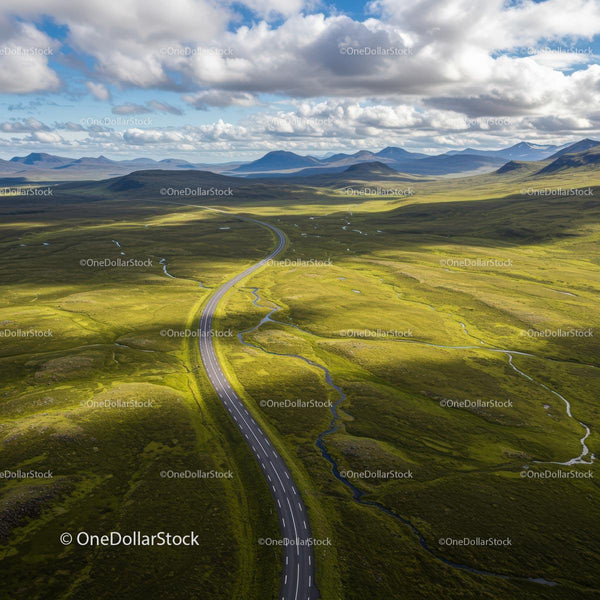 Winding Road Through Verdant Countryside