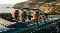 Father and Son Enjoying a Scenic Drive in Convertible