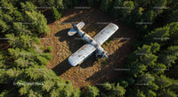 Abandoned Plane in Forest Clearing from Above
