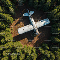 Abandoned Airplane Amidst Lush Forest Canopy