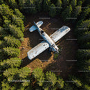 Abandoned Rusting Airplane in Dense Green Forest