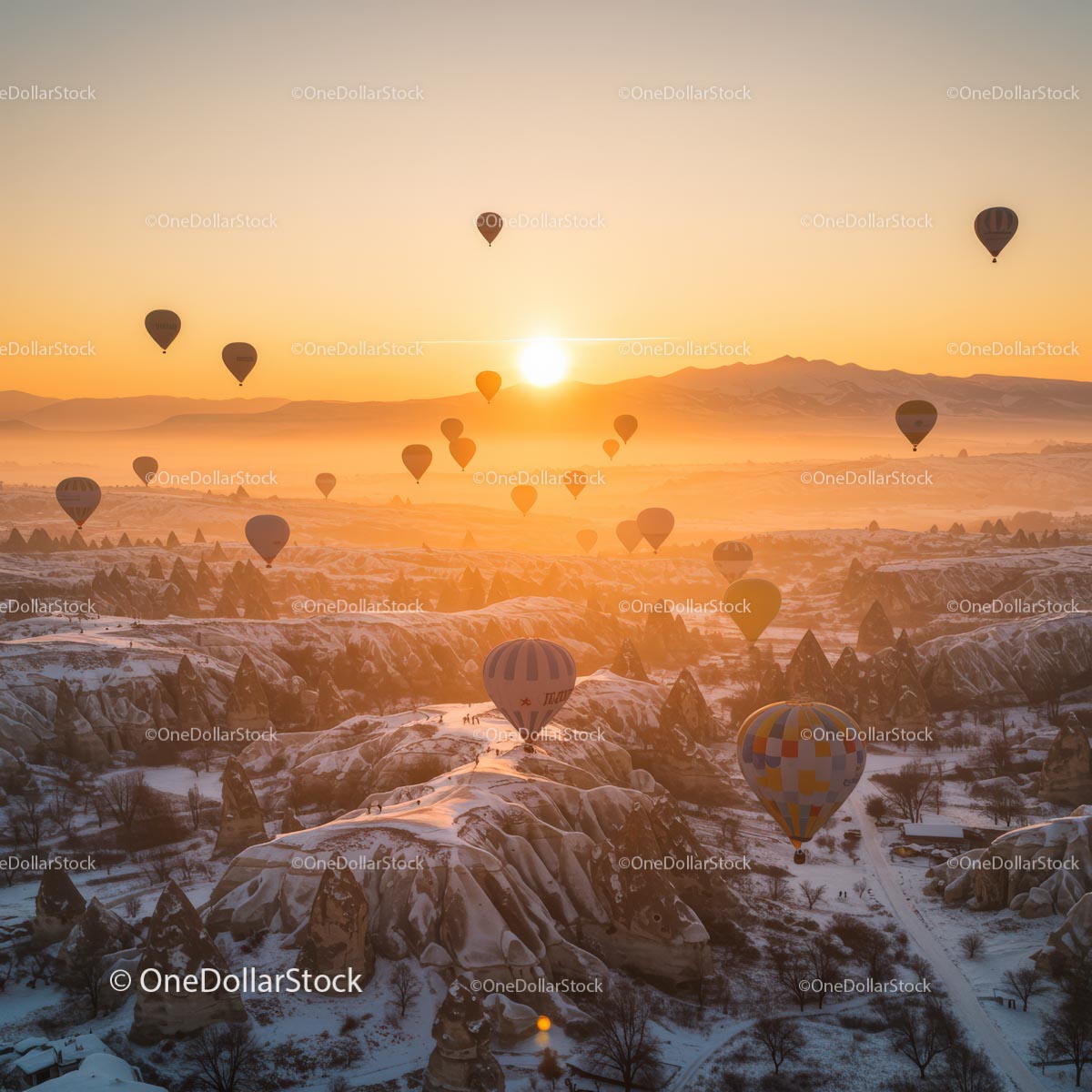 Hot Air Balloons at Sunrise Over Cappadocia