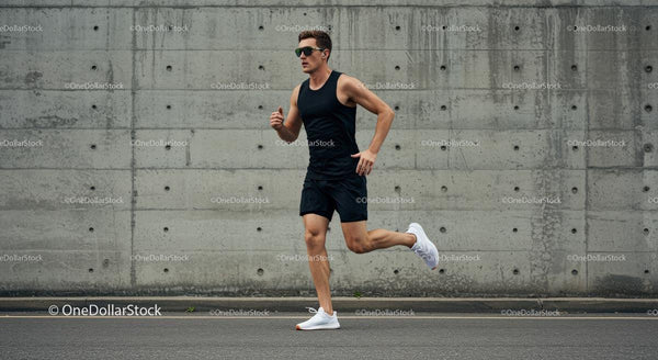 Urban Jogging by Fit Man in Black Sportswear