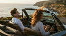 Father and Son Enjoying a Scenic Drive in Convertible