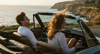 Father and Son Enjoying a Scenic Drive in Convertible