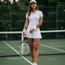 Female Tennis Player on Outdoor Court