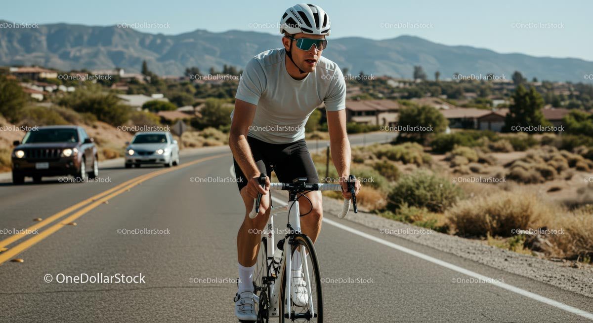Cyclist Enjoying a Scenic Mountain Road Ride