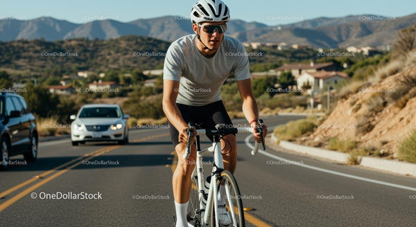 Cyclist Riding on Scenic Mountain Road
