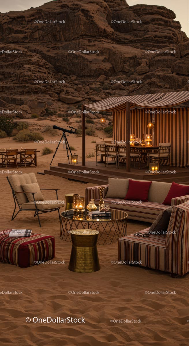 Luxury Desert Camp with Cozy Outdoor Lounge