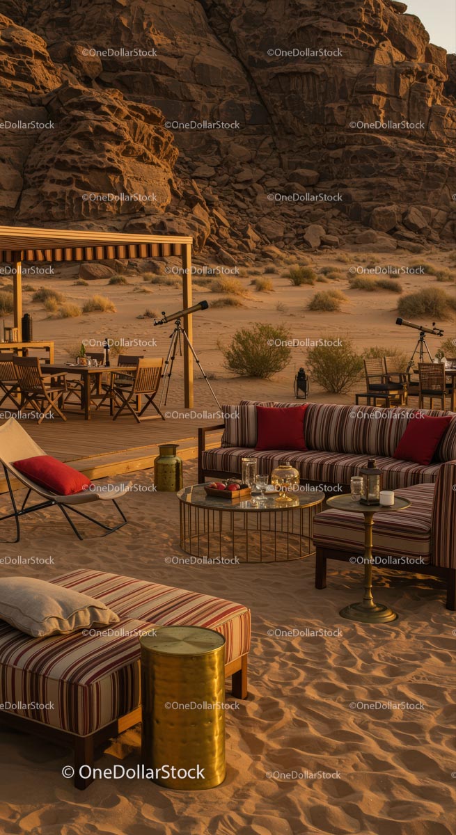 Luxury Desert Lounge with Cozy Outdoor Seating