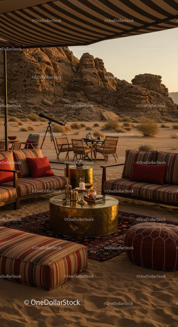 Luxury Bohemian Lounge in Serene Desert Setting