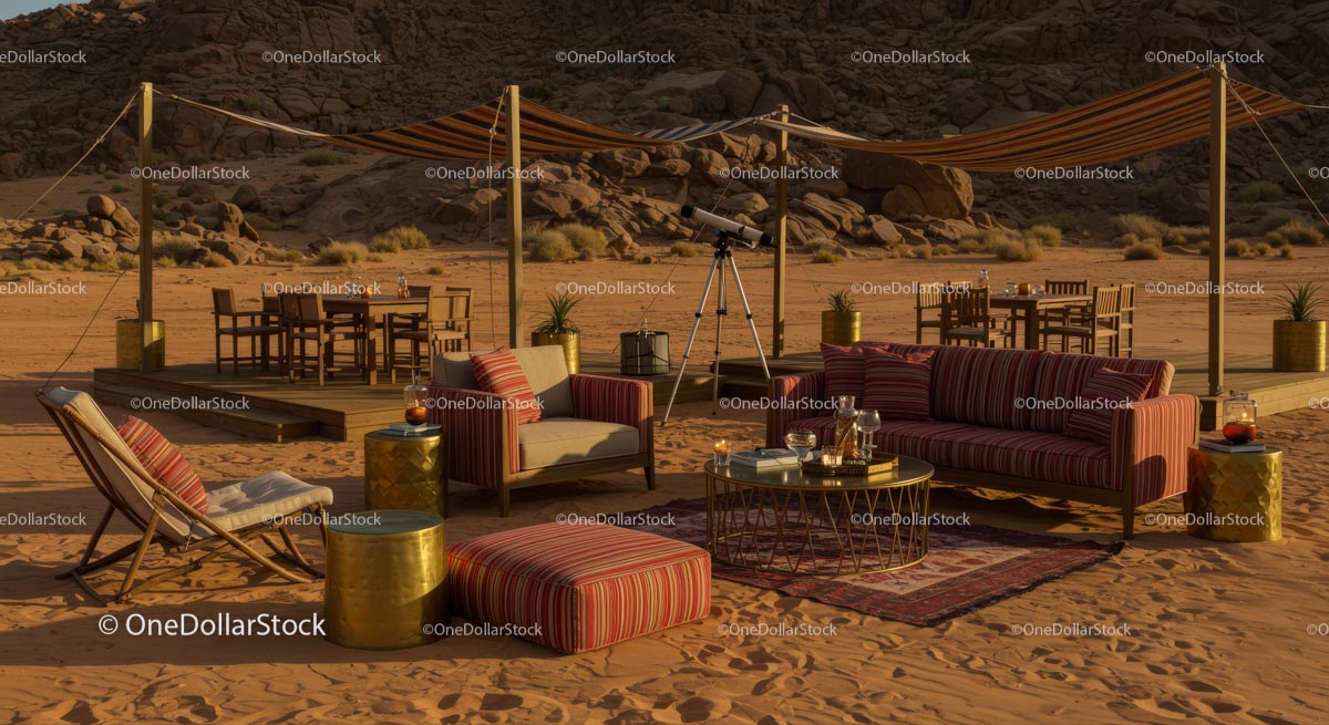 Luxury Outdoor Lounge in Desert Setting