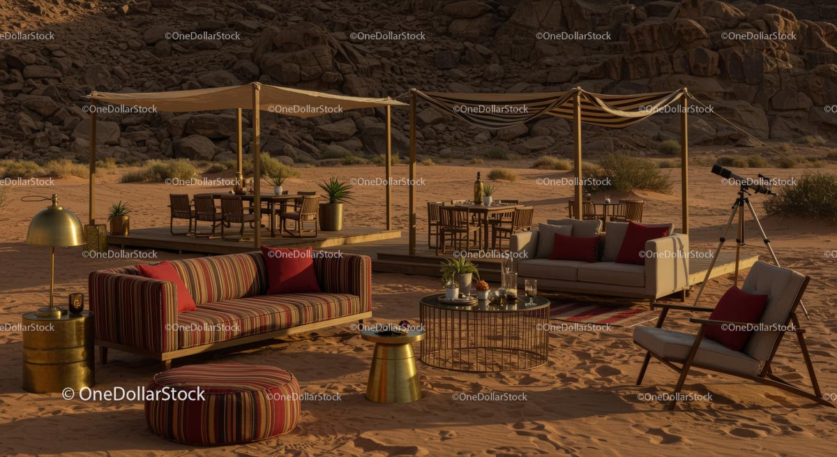 Luxurious Outdoor Lounge in Desert Oasis