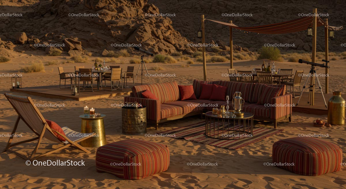 Luxury Desert Lounge with Elegant Outdoor Furniture
