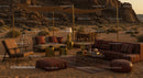 Luxury Desert Lounge Setting with Telescope at Sunset