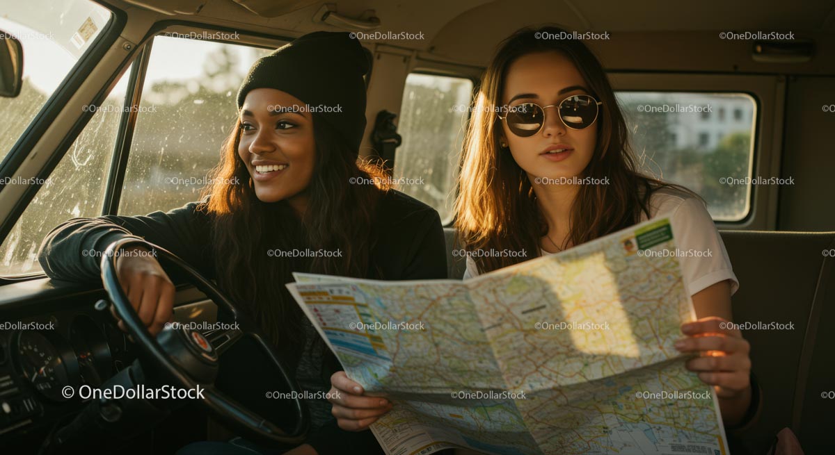Two Friends Enjoying a Road Trip Adventure