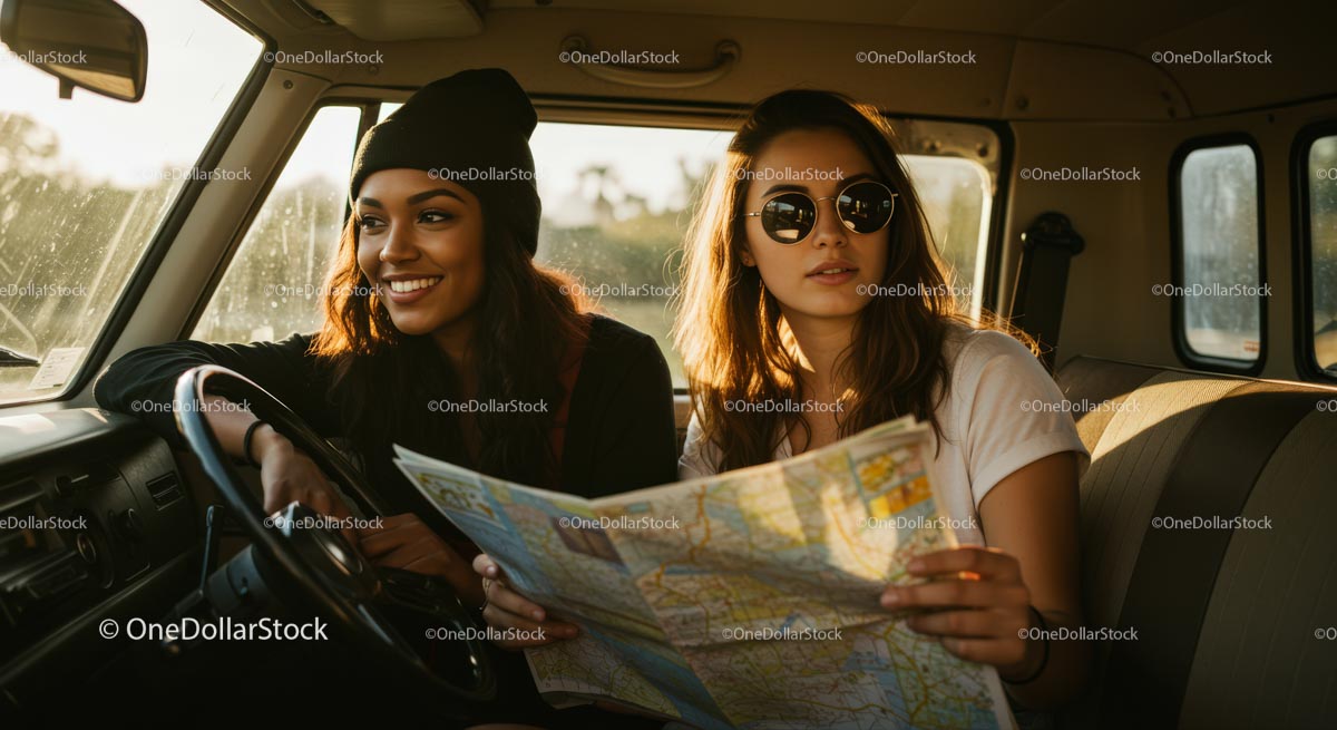Two Friends Enjoying a Road Trip Adventure