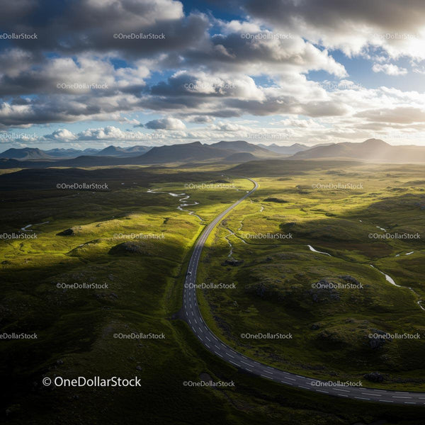 Scenic Winding Road Through Lush Green Landscape
