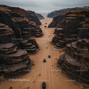 Aerial View of Off-Road Vehicles in Majestic Desert Canyon