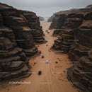 Off-Road Vehicles Navigating Majestic Desert Canyon