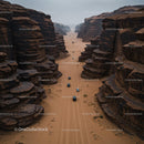 Off-Road Vehicles Navigating Desert Canyon