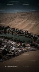 Aerial View of Huacachina Oasis in Peruvian Desert