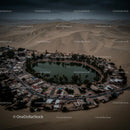 Aerial View of Desert Oasis in Huacachina, Peru