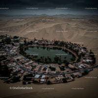 Aerial View of Desert Oasis in Huacachina, Peru