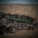 Aerial View of Huacachina Oasis in Peruvian Desert