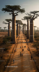 Majestic Baobab Trees along a Dusty Road in Madagascar