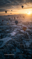 Hot Air Balloons Over Cappadocia at Sunrise
