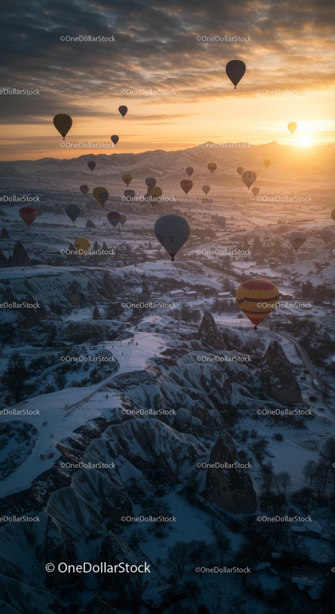 Hot Air Balloons Over Cappadocia at Sunrise