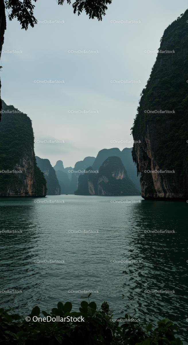 Tranquil Seascape with Limestone Cliffs and Calm Waters