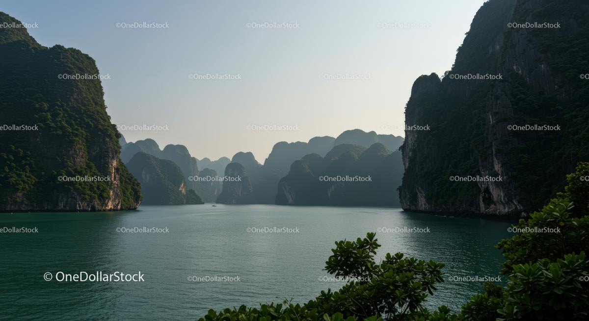 Majestic Limestone Cliffs in a Tranquil Coastal Bay