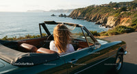 Father and Son Enjoying a Scenic Drive in Convertible