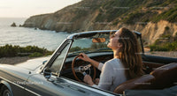 Father and Son Enjoying a Scenic Drive in Convertible
